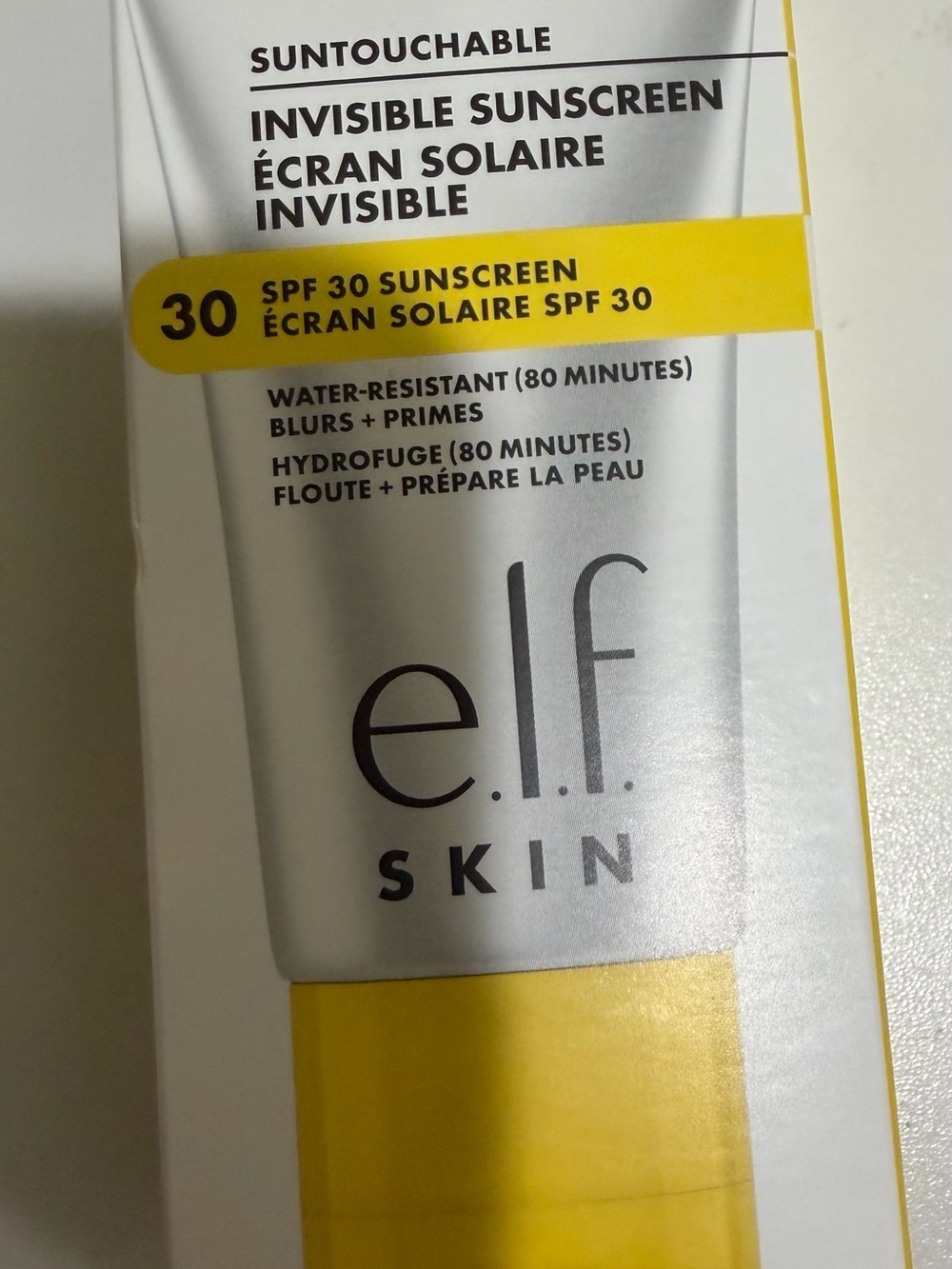 e.l.f. Skin SUNT0UCHABLE Invisible Sunscreen SPF 30 — White & Yellow Packaging